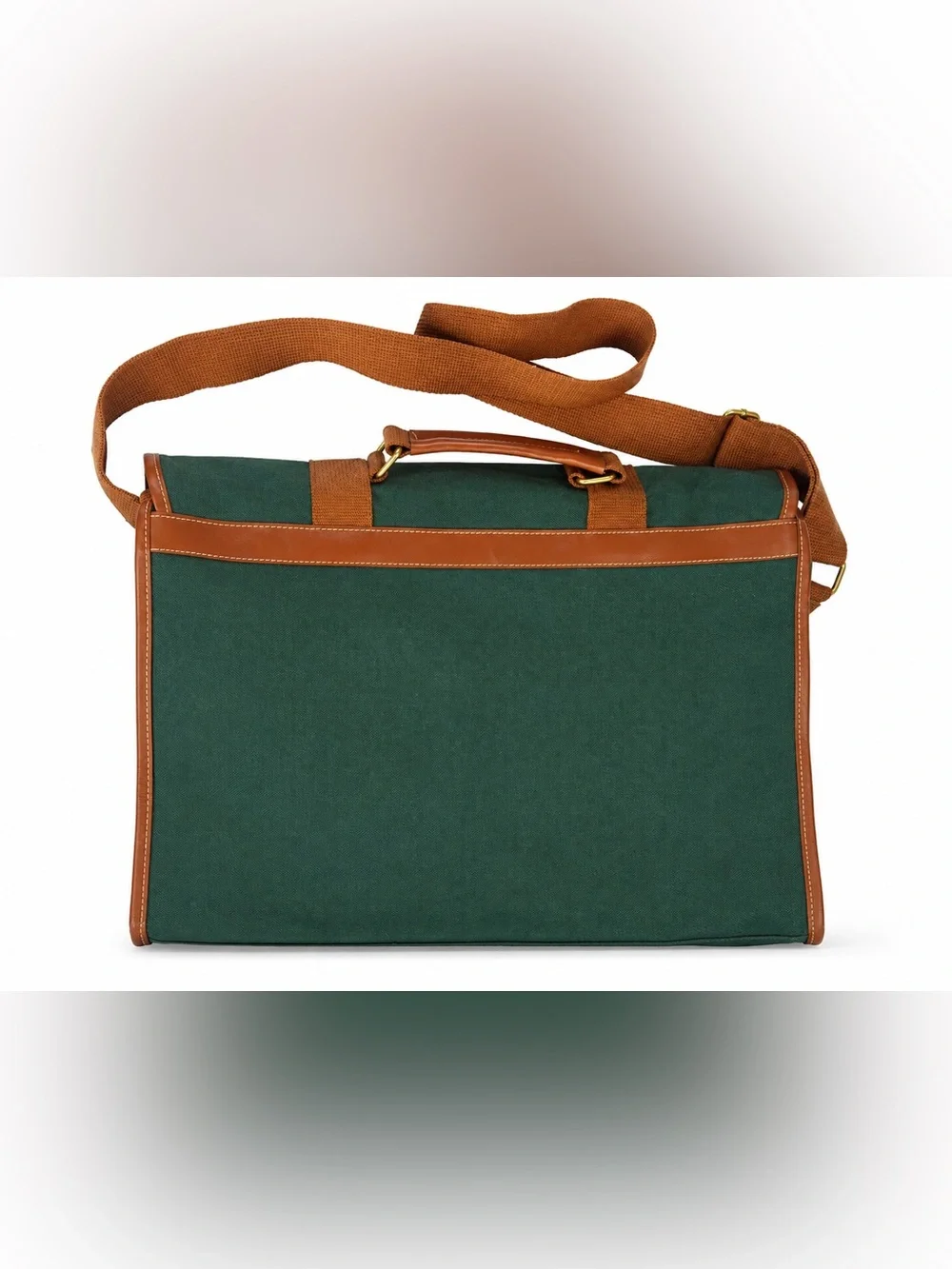 Polo by Ralph Lauren Dark Green Canvas Messenger with Brown Trim